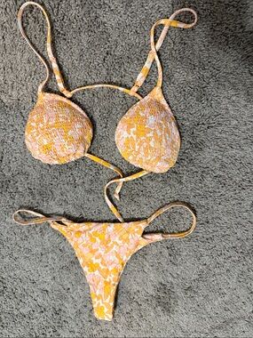 Volcom Floral Bikini Set in Yellow and Pink